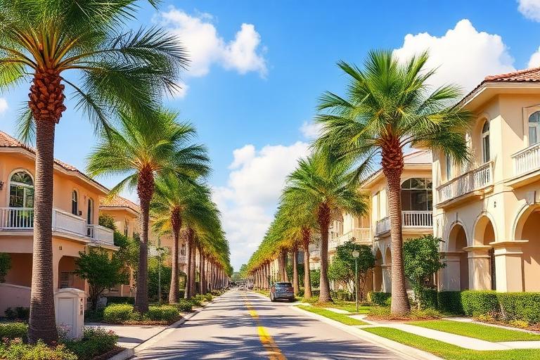 Handyman services near Boca Raton — Boca Raton residential street lined with palm trees